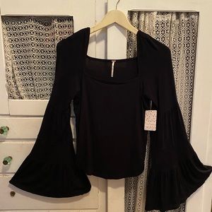 Free People Top Ultra Wide Bell Sleeves - NWT